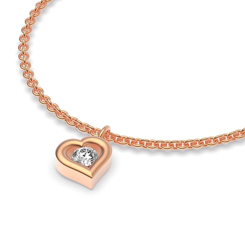 Channel Setting Round Rose Gold Heart Shaped Charm Charms Diamond Bracelets