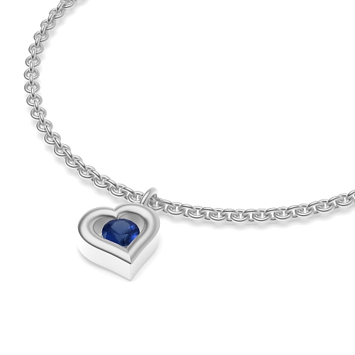 Channel Setting Round Heart Shaped Charm Blue Sapphire Delicate Diamond Bracelets