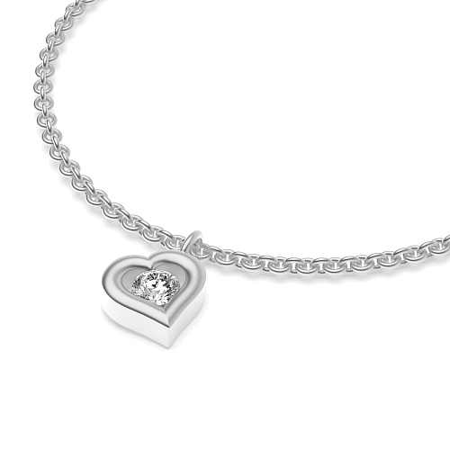 Channel Setting Round White Gold charm Delicate Bracelet