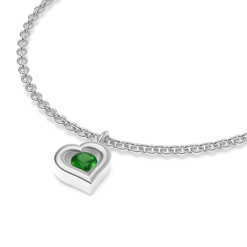Channel Setting Round Heart Shaped Charm Emerald Diamond Bracelets