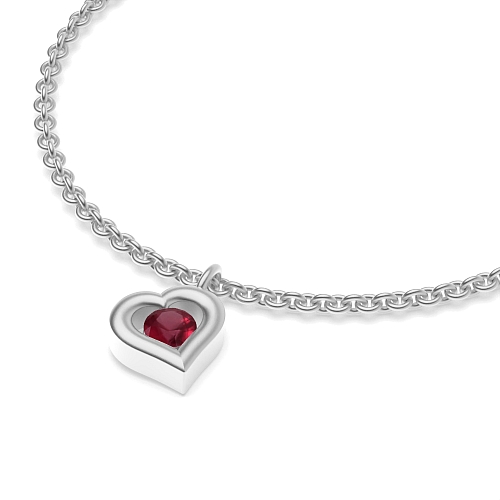 Channel Setting Round Heart Shaped Charm Ruby Diamond Bracelets