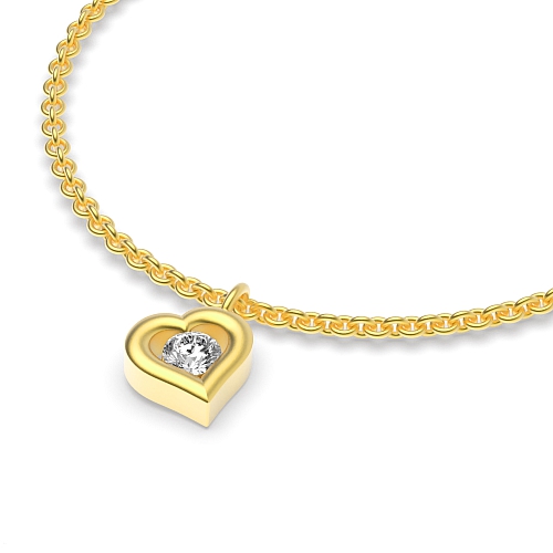 Channel Setting Round Yellow Gold charm Delicate Bracelet