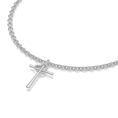 4 Prong Round Silver Charm Charms Diamond Bracelets