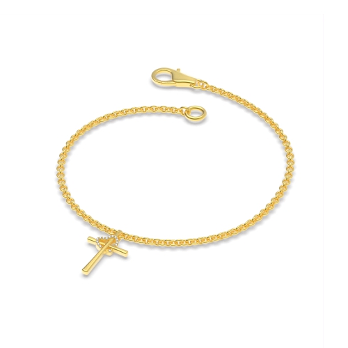 4 Prong Round Yellow Gold Charm Delicate Diamond Bracelets