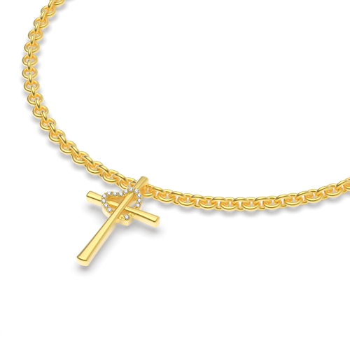 4 Prong Round Yellow Gold Charm Delicate Diamond Bracelets