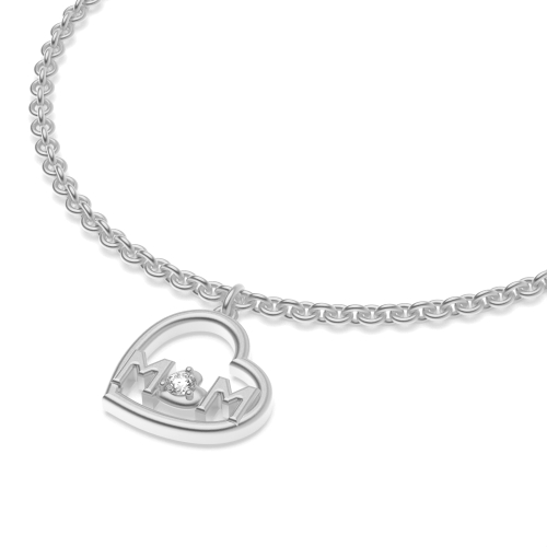 Round Silver Mom charm Charms Diamond Bracelets