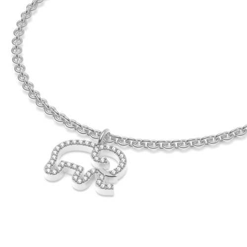 4 Prong Round Silver Elephant charm Charms Diamond Bracelets