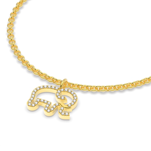 4 Prong Round Yellow Gold Elephant charm Charms Diamond Bracelets