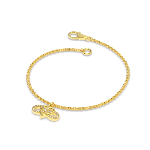 4 Prong Round Yellow Gold Infinity Delicate Diamond Bracelets