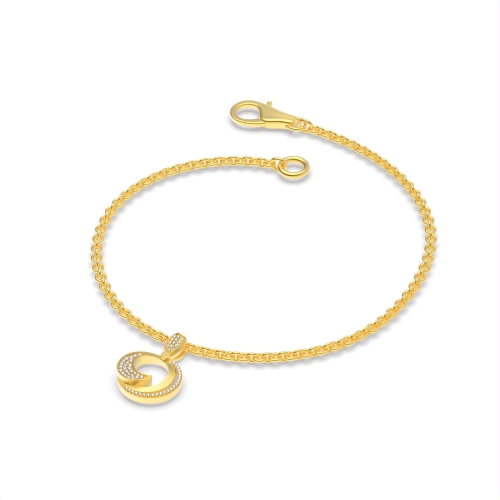 Pave Setting Round Yellow Gold Eye for trend charm Delicate Diamond Bracelets