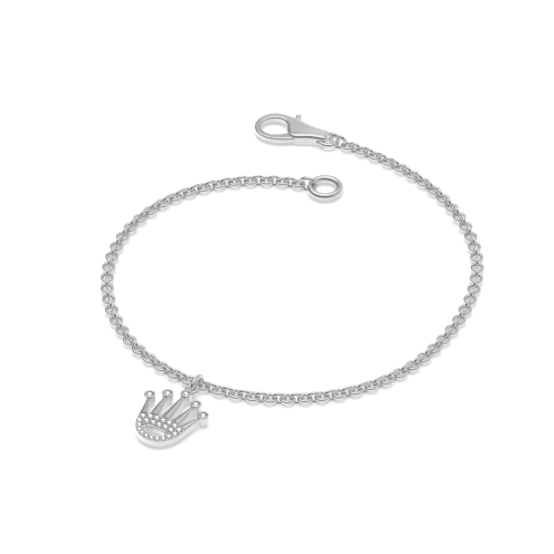 Bezel Setting Round Silver The crown charm Diamond Bracelets