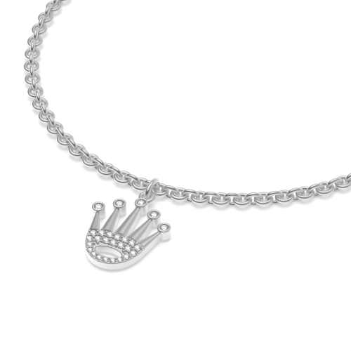 Bezel Setting Round Silver The crown charm Diamond Bracelets