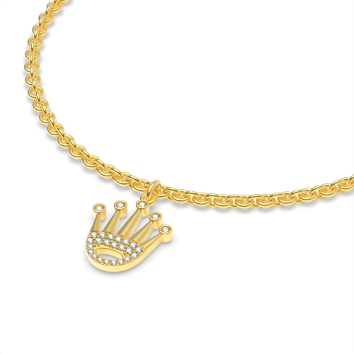 Bezel Setting Round Yellow Gold The crown charm Delicate Diamond Bracelets
