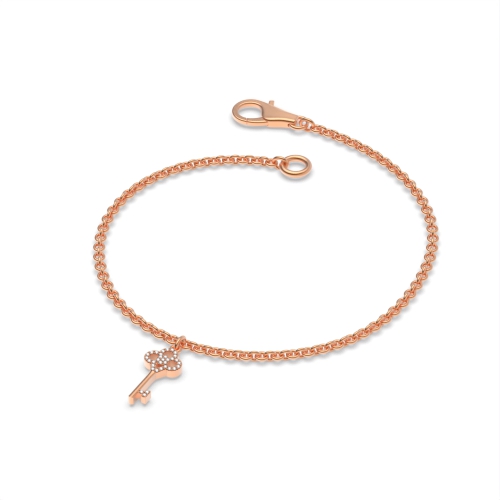 4 Prong Round Rose Gold The flower key charm Charms Diamond Bracelets