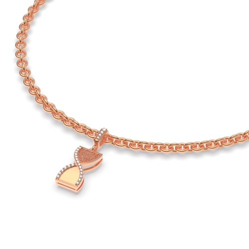 4 Prong Round Rose Gold Hour glass charm Charms Diamond Bracelets
