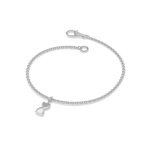 4 Prong Round Silver Hour glass charm Diamond Bracelets