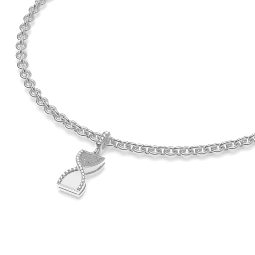 4 Prong Round Silver Hour glass charm Diamond Bracelets