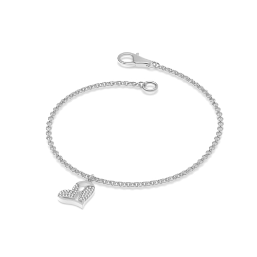 Pave Setting Round Silver Angel charm Diamond Bracelets
