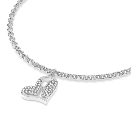 Pave Setting Round Silver Angel charm Diamond Bracelets