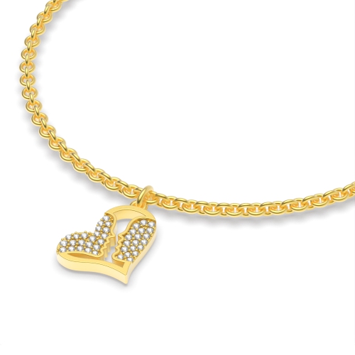 Pave Setting Round Yellow Gold Angel charm Delicate Diamond Bracelets