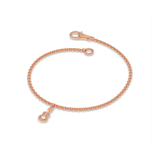 4 Prong Round Rose Gold Guitar charm Charms Diamond Bracelets