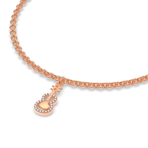 4 Prong Round Rose Gold Guitar charm Charms Diamond Bracelets