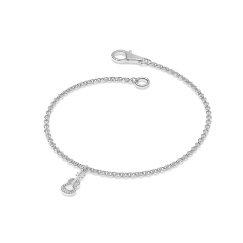 4 Prong Round Silver Guitar charm Diamond Bracelets
