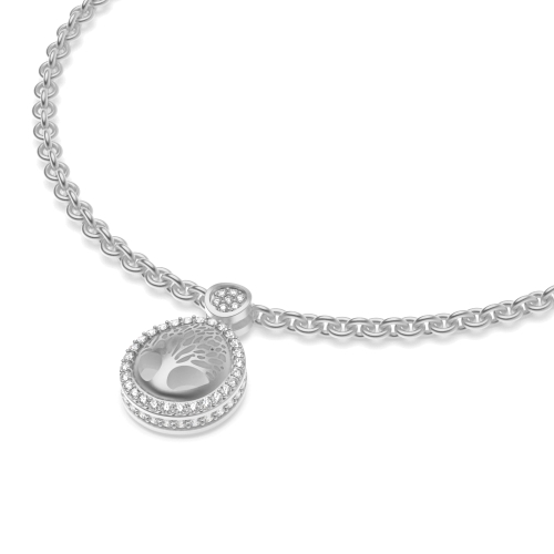 4 Prong Round Silver Mother nature charm Diamond Bracelets