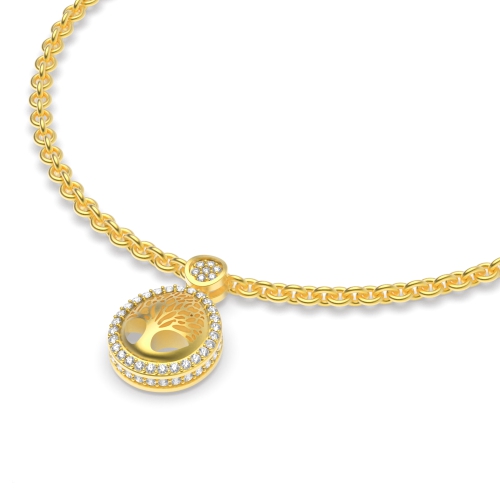 4 Prong Round Yellow Gold Mother nature charm Delicate Diamond Bracelets