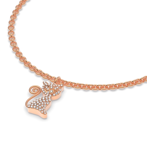 4 Prong Round Rose Gold Charming cat charm Charms Diamond Bracelets