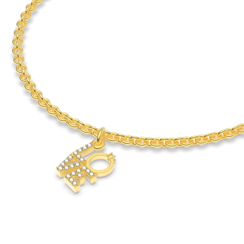 4 Prong Round Yellow Gold The love charm Delicate Diamond Bracelets