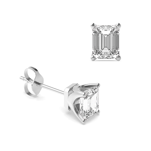 6 Prong Emerald Crown Diamond Earrings