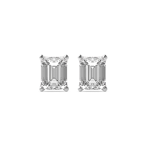 6 Prong Emerald Crown Diamond Earrings