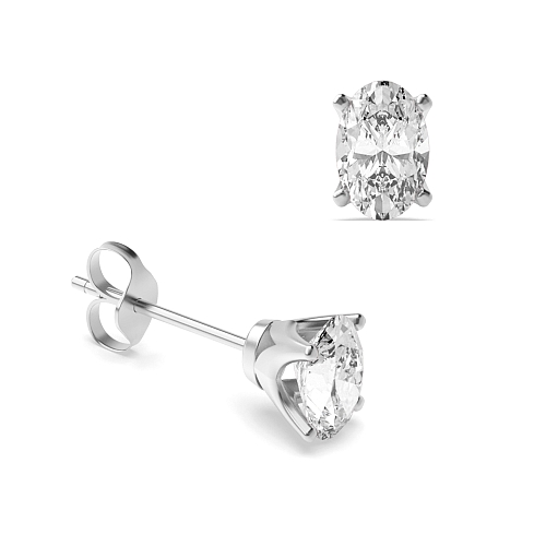 6 Prong Oval Crown Diamond Earrings