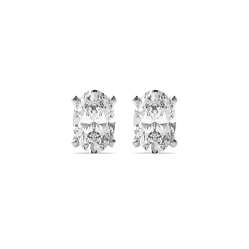 6 Prong Oval Crown Diamond Earrings
