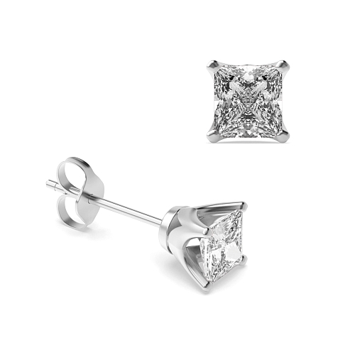 6 Prong Princess Crown Diamond Earrings