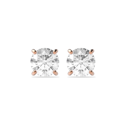 4 Prong Rose Gold Classic basket Diamond Earrings