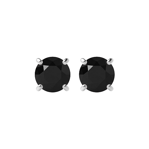 4 Prong Classic basket Black Diamond Earrings