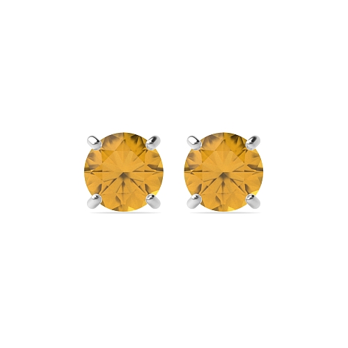 4 Prong Classic basket Citrine Stud Diamond Earrings