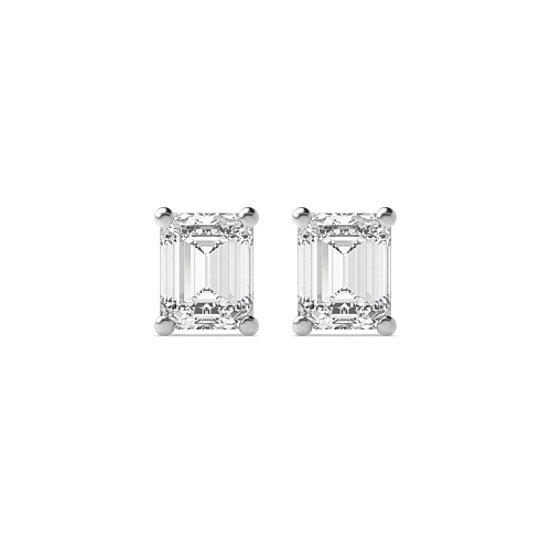 4 Prong Emerald Classic basket Diamond Earrings