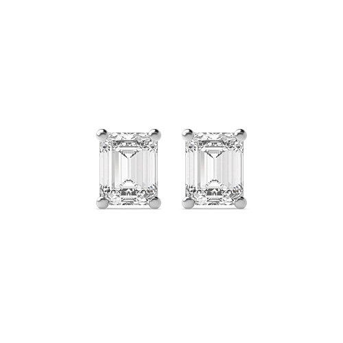 4 Prong Emerald classic basket Stud Earrings