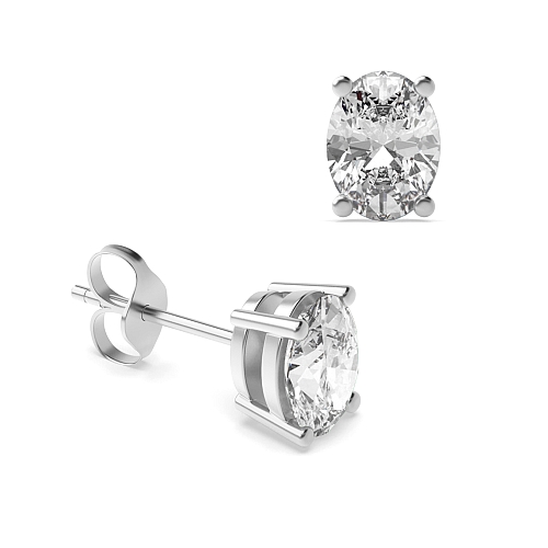 4 Prong Oval Classic basket Diamond Earrings