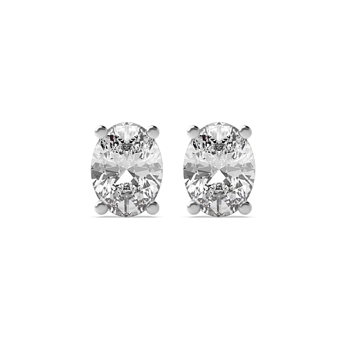 4 Prong Oval Classic basket Diamond Earrings