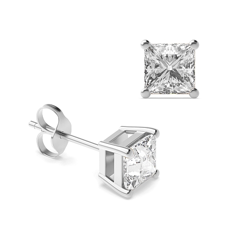 4 Prong Princess Classic basket Diamond Earrings
