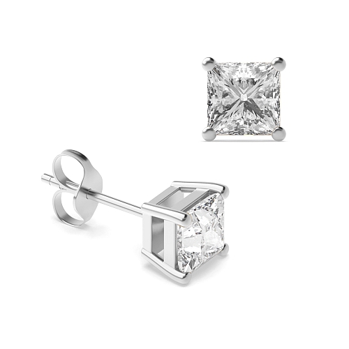 4 Prong Princess classic basket Stud Earrings