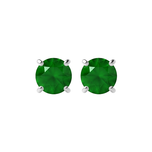4 Prong Classic basket Emerald Diamond Earrings