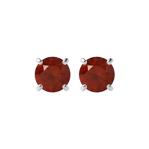 4 Prong Classic basket Garnet Diamond Earrings