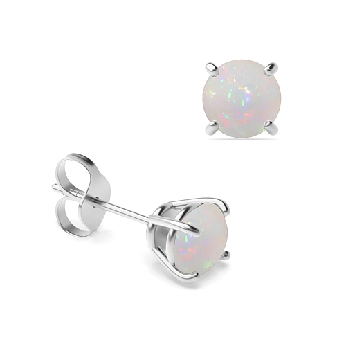4 Prong Classic basket Opal Diamond Earrings