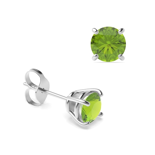 4 Prong Classic basket Peridot Diamond Earrings