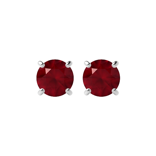 4 Prong Classic basket Ruby Diamond Earrings